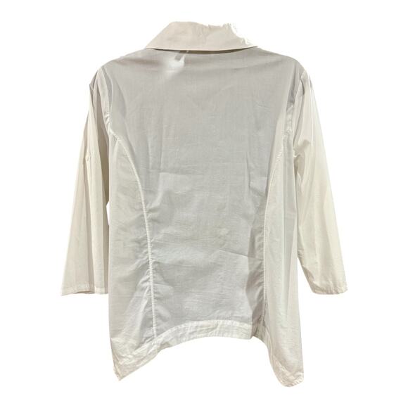 INAE Collection White Button Up Trapeze Asymmetric Lagenlook Tunic Oversized LG - Picture 3 of 5